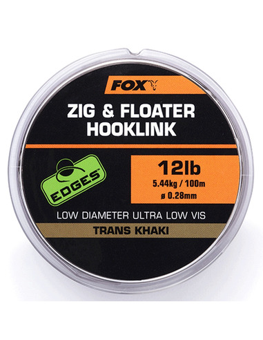 Fox Edges Zig & Floater Hooklink Trans Khaki 15lb/6,80kg 0,30mm 100m