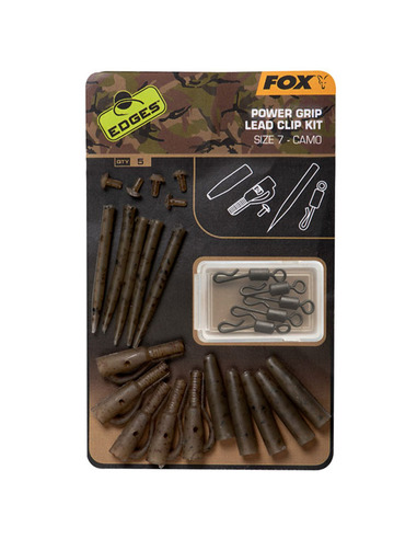 Fox Edges Camo Power Grip Lead Clip Kit Sz 7