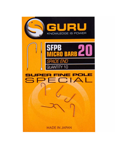 Guru Super Fine Pole Hook Size 18 (Barbed/Spade)