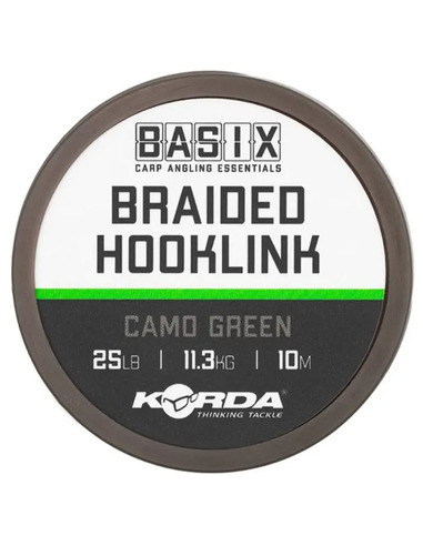 Korda Basix Braided Hooklink Camo Green 25lb 10m
