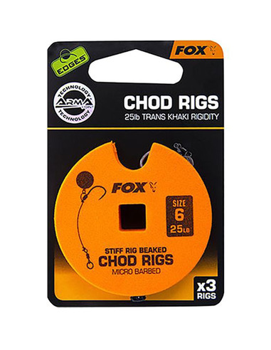 Fox Edges Standard Chod Rigs Size: 6 Barbless Breaking Strain 25lb