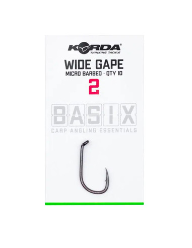 Korda Basix Wide Gape Hooks Barbed Size 2