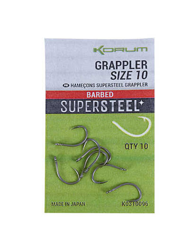 Korum Supersteel Grappler Hooks Barbed Size 6