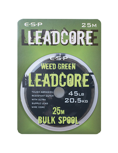 ESP Leadcore Bulk Spool Weedy Green 45lb/20,5kg /25m