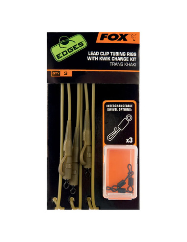 Fox Lead Clip Tubing Rig Trans Khaki Nº7 x3