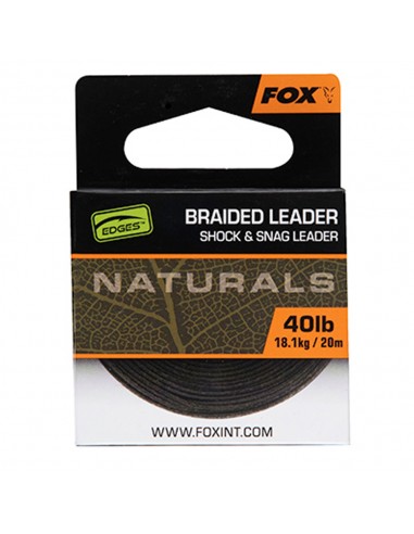 Fox Edges Naturals Braided Leader 40lb/18.1kg 20m