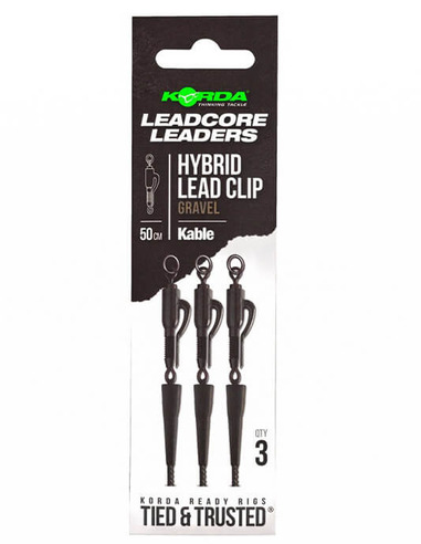Korda Kable Leadcore Leader Hybrid Lead Clip Gravel 50cm