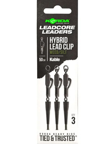 Korda Kable Leadcore Leader Hybrid Lead Clip Weed/Silt 50cm