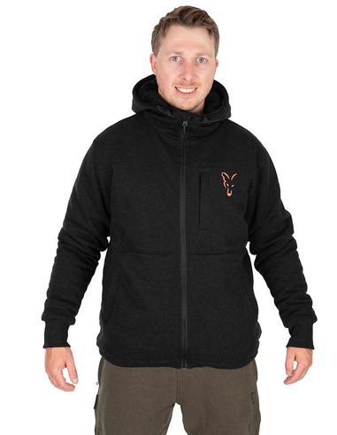 Fox Collection Sherpa Jacket Black & Orange (Size S)