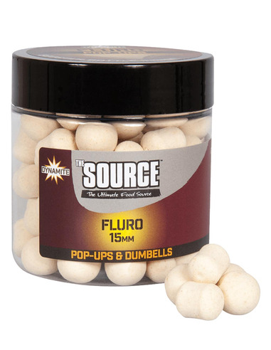 Dynamite Baits The Source White Fluro Pop Ups & Dumbell 15mm