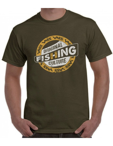 Vass Fishing Culture Printed T-Shirt Khaki (Size S)